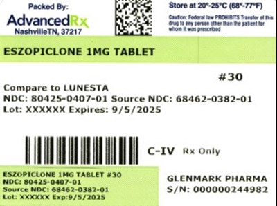 Eszopiclone 1mg #30 (Eszopiclone 1mg 80425 0407 01)